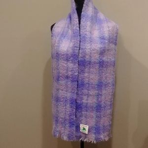 Donegal mohair wool woven purple plaid scarf